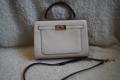 Bolso de mano Coach Lane en bloques de colores dorado/tiza/penny guijarro cuero correa desmontable Foto 1 de 4