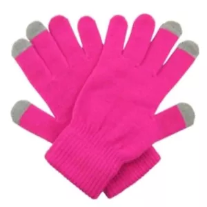 Guanti touch acrilico rosa con dita grigie touch taglia unica per qualsiasi dispositivo - Foto 1 di 1