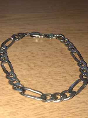 Vintage Hallmarked 925 Sterling Silver Figaro Link Bracelet 22 cm / 8.661" - Image 1 of 4