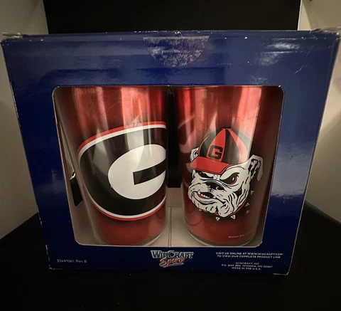 Georgia Bulldogs 24oz Party Tumblers Double Wall Insulation Set of 2 Cups Red Cover