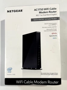 NETGEAR AC1750 Wifi Cable Modem Router Xfinity Spectrum Cox C6300 NEW Open Box - Afbeelding 1 van 19