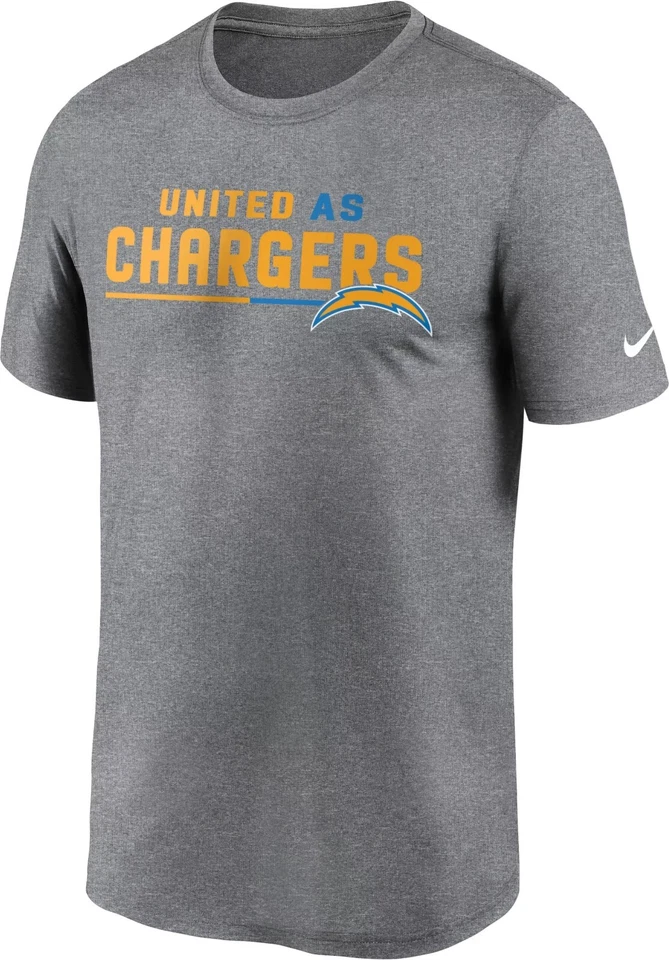 Los Angeles Chargers NFL Nike United Gray Dri-FIT T-Shirt 2XL With Tags