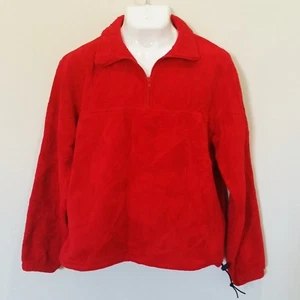 Vintage J Crew Mens Fleece Jacket Size M Red Long Sleeve Pullover Made in USA  - Picture 1 of 5