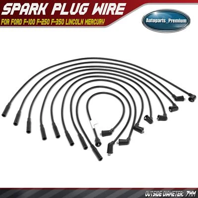 9Pcs Spark Plug Wire Set for Ford F-100 F-250 F-350 Fairlane LTD Lincoln Mercury - Image 1 of 4