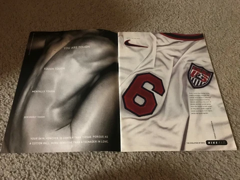 Vintage 1998 BRANDI CHASTAIN NIKE SOCCER USA JERSEY #6 Poster Print Ad APPAREL Cover