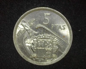 SPAIN 1958 FIVE PESETA KM786 *VERY CHOICE ABOUT UNCIRCULATED* 58~FCS-277 - Picture 1 of 2