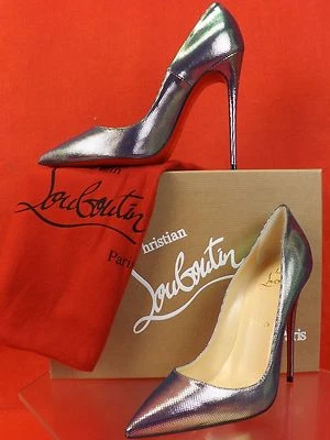 NIB LOUBOUTIN SO KATE 120 SILVER TISSU SCARABE LEATHER CLASSIC PUMPS 38.5    - Image 1 of 4