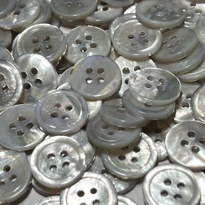 Mother Of Pearl Button Iridescent Rainbow Shimmer Classic Rim 15mm 5/8" 4hole - Image 1 of 3