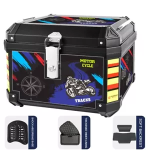 48L Motorcycle Rear Top Tail Trunk Box Scooter Large Storage Luggage Tail Case - Picture 1 of 14