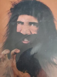 Vintage Halloween 1989 Forum Novelties Caveman black Wig & Beard big lebowski - Picture 1 of 6