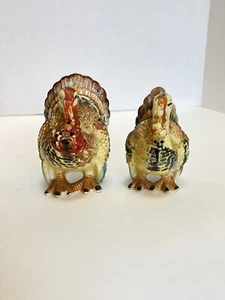 Vintage Salt And Pepper Shaker Set Ceramic Turkey Gobbler Tom And Hen Japan - Picture 1 of 7