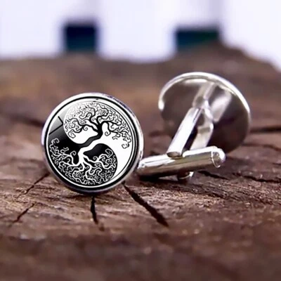 Yew Tree Cufflinks, Tree of Life Cuff Links, Yggdrasil Cufflinks - High Quality - Image 1 of 4