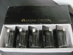 5 SASAKI CRYSTAL VERTICAL CUT TUMBLERS - ALANDA ? - NEW IN BOX WITH STICKERS - Picture 1 of 10