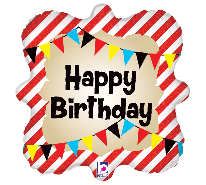 Pirate Curvy Square Flag Banner Stripes 18" Square Foil Balloons Party 3 Pack - Image 1 of 1