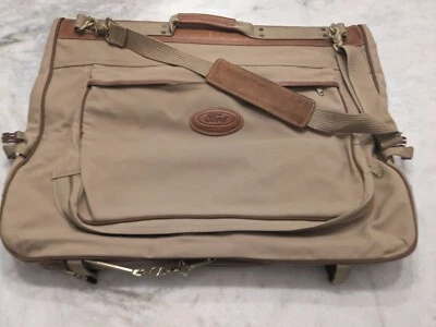 Ford Eddie Bauer Edition Khaki Canvas & Leather Garment Bag Luggage Travel - Image 1 of 4