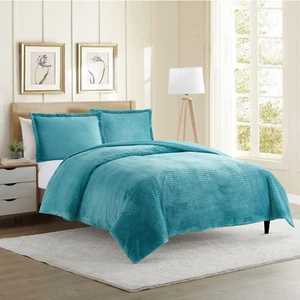 Premium Flannel Duvet Cover Set - 3 PC Reversible Queen Comforter Cover Set with - Picture 1 of 8