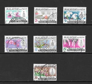 MALAYA-PENANG SCOTT 67 - 73 USED SET - 1965 ORCHID TYPE OF JOHORE - Picture 1 of 2
