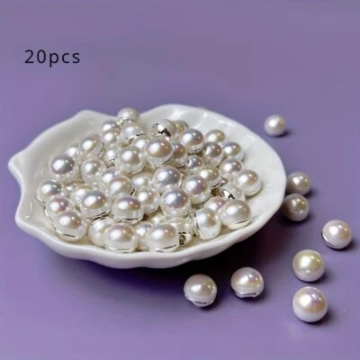 20pcs Round White Faux Pearl Buttons for DIY Cloth Craft Sewing Accessories 10mm - Image 1 of 4