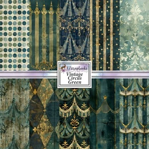 VINTAGE CIRCUS GREEN - Paper Pack - Picture 1 of 3