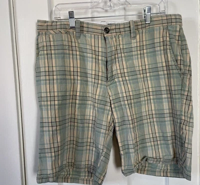 Pantalones cortos vintage resistentes a la intemperie, talla 36 cintura, entrepierna 9, azul, amarillo, bronceado, golf Foto 1 de 4