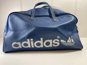 Vintage 1970s Adidas Blue Leather Gym Bowl Bag Made in Yugoslavia Art 4070 - Picture 1 of 12