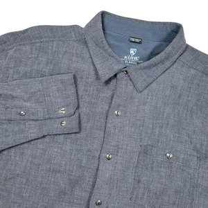 Camicia Kuhl Uproar uomo XL grigio blu waffle 5 pannelli bottoni manica lunga escursionismo - Foto 1 di 10