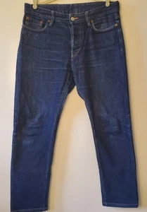 Buck Mason Maverick Slim Jeans Men’s Size 32x34 14 Oz Dark Blue Wash Button Fly - Picture 1 of 10
