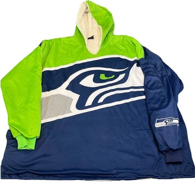 Seattle Seahawks Hoodie Blanket Mens One Size NFL Football Team Apparel - Image 1 of 4