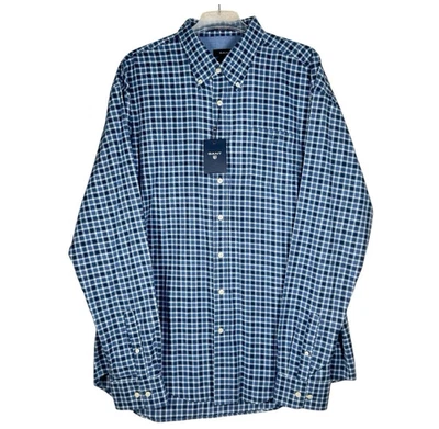 Camisa Gant Heather Sarga 2XL 50" Pecho Ajuste Regular Azul Blanco Cuadros Manga Larga Foto 1 de 4