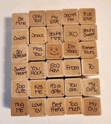  Lote de estampillas de goma de madera artesanales saludos carta dichos de amor a la señorita Foto 1 de 4