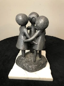 Vintage William Lattimer Brutalist Metal Sculpture MCM 3 Sisters Girls, SIGNED - Picture 1 of 8