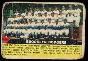 1956 Topps 166 WHITE BACK RARE Brooklyn Dodgers Brooklyn Dodgers - Picture 1 of 2