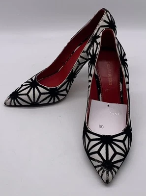 Zapatos de salón Dsquared2 para mujer de cuero de terciopelo negro blanco tela de araña punta talla 37  Foto 1 de 4