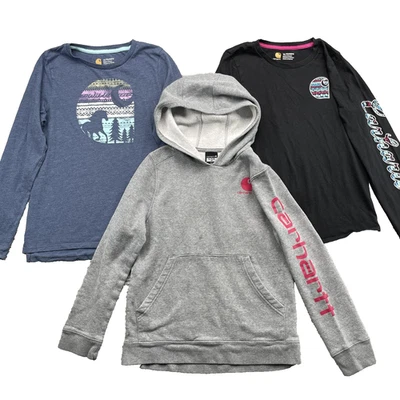 LOTE (3) camisetas y sudaderas con capucha surtidas Carhartt para jóvenes XL Western campamento al aire libre caminata Foto 1 de 4