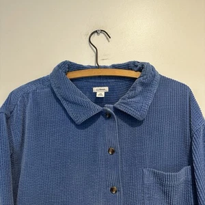 Vintage LL Bean Wide Wale Corduroy Shirt Jacket Womens 2X Blue Button Front - Picture 1 of 19