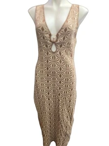 Vestido boho tejido House Of Harlow 1960 para mujer talla L marrón y crema - Imagen 1 de 6
