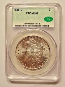 1888 O MORGAN SILBER DOLLAR zertifiziert MS62 CAC THE PREMIUM GRADING SERVICE - Bild 1 von 2