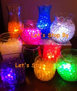 200g Water Pearl Beads + 12 LED Submersible Wedding Floral Tea Light Vase Filler - Picture 1 of 14