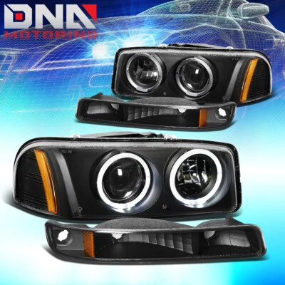PARA SERRA 1999-2006 2X PROJETOR HALO CABEÇA ÂMBAR PRETA + FARÓIS DE LUZ PARA-CHOQUES - Imagem 1 de 4