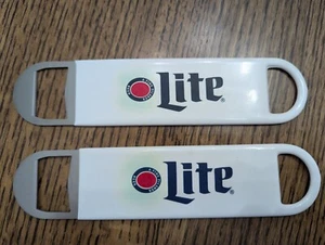2 Miller Lite Logo Beer Bottle Bartender Speed Bar Opener Rubber Grip Tool Great - Picture 1 of 2