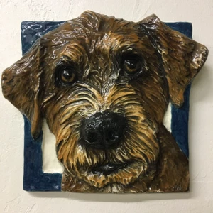 Airedale Terrier Dog 3d Tile Handmade Pet Portrait by Sondra Alexander Art - Picture 1 of 5