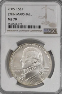 2005 P $1 John Marshall Commemorative Silver Dollar MS70 NGC - Picture 1 of 2