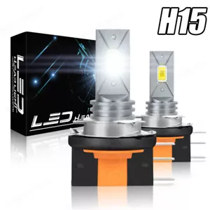 2PCS H15 LED Headlight Bulb Canbus Error Free High Beam DRL CSP 6000K/SET - Picture 1 of 14