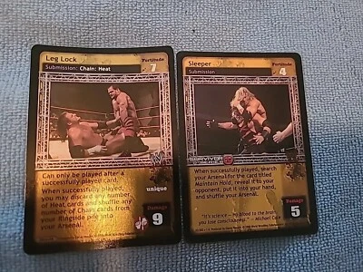 WWE/WWF Raw Deal CCG Rare Submission Set.  Leg Lock (Holo/Foil) & Sleeper  - Image 1 of 4