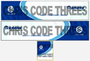 Code 3 Adhesive Vinyl Trailer Decal - Krone Cool Liner - 1/50 1/76 1/148 1/87 - Picture 1 of 1