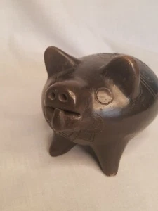 Vintage Ceramic Clay Pig Rustic Decorative Folk Art Tongue Out - Picture 1 of 10