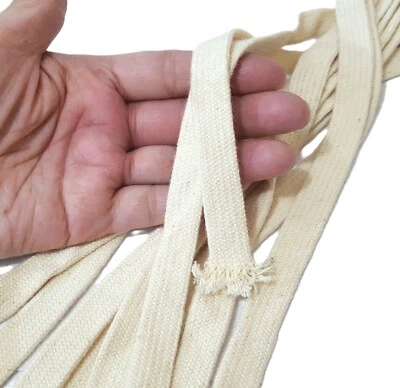 1/2 inch / 13mm wide 5-20yd Soft Beige Cotton Flat Tape w/o center string CC13 - Image 1 of 4