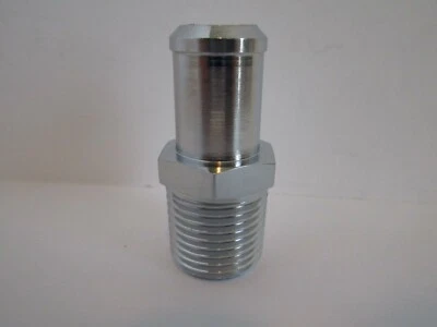 5/8" BARB X 1/2" NPT HEATER HOSE FITTING INTAKE MANIFOLD CHROME STEEL CHEVY#9515 - Image 1 of 4