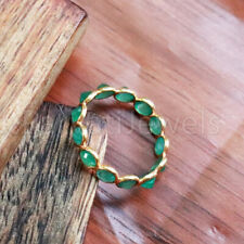 Natural Green Emerald Gemstone Solid 14k & 18k Gold Anniversary Gift Womens Ring