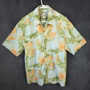 Jamaica Jaxx 100% Silk Shirt Men M Blue Green Orange Floral Hawaiian Camp - Picture 1 of 8